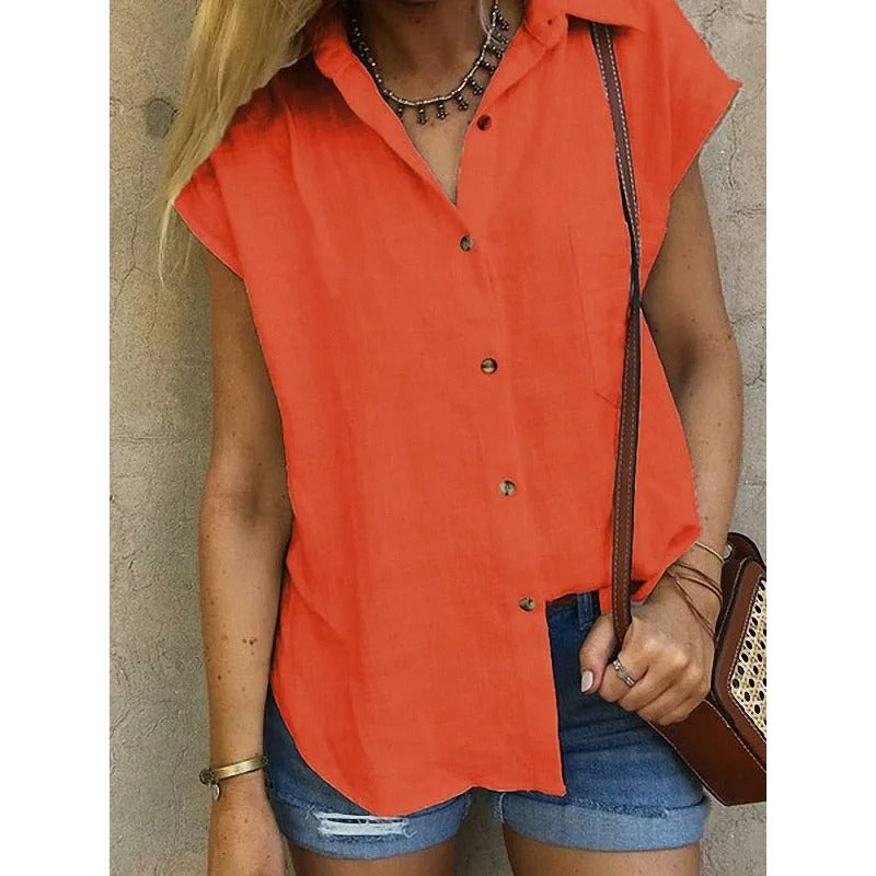 Zelle - Blusa polo casual con botones