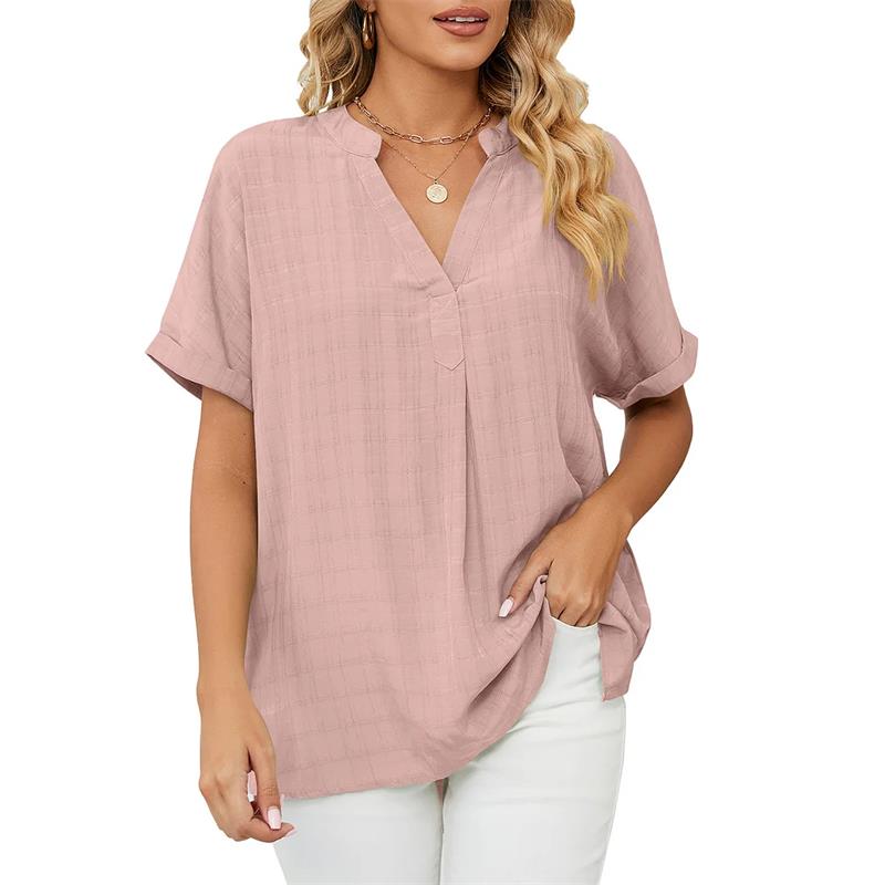 Valissa - Blusa clásica de manga corta con cuello en V