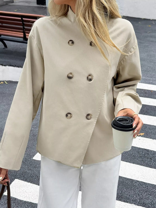 Rhoda - Elegante abrigo con botones de doble botonadura y manga larga