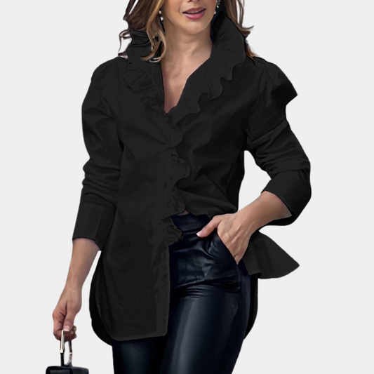 Xosanna - Elegante blusa de manga larga con volantes