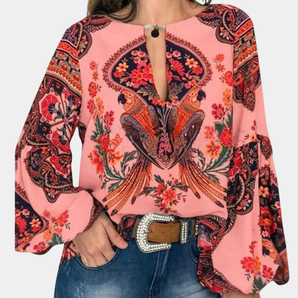 Veronella - Elegante blusa floral de manga farol