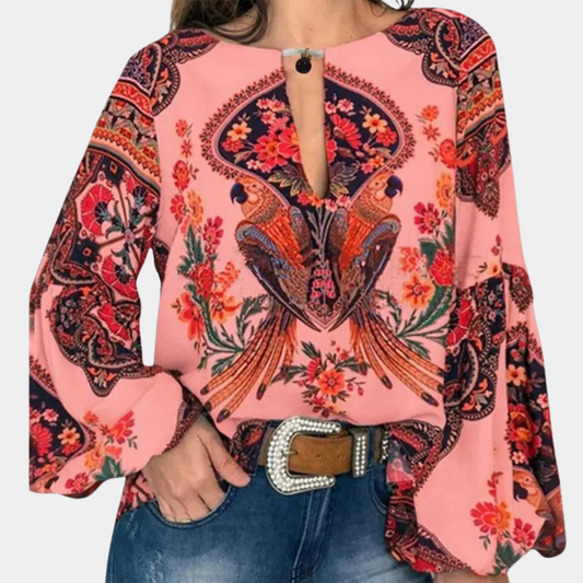 Veronella - Elegante blusa floral de manga farol