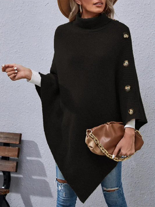 Wilma - Elegante suéter oversize de punto con cuello alto y mangas murciélago